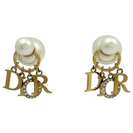 Boucles d'oreilles Christian Dior Tribales Blanc Doré