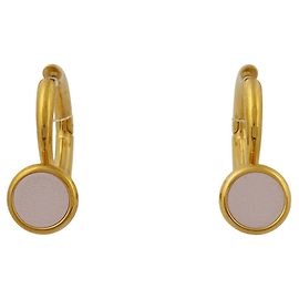 Hermès Boucles d'oreilles puces Hermes en cuir doré et rose Rose Doré