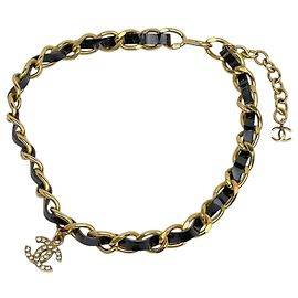 Chanel vergoldete Halskette mit Strasssteinen Golden