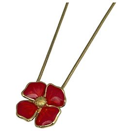 Colar Christian Dior flores dourado e vermelho Vermelho Dourado