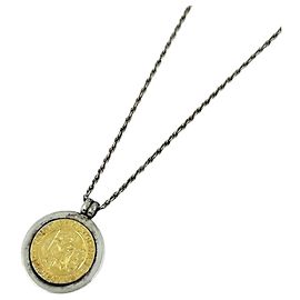 Autre Marque Tiffany & Co. St. Christopher Coin Necklace Silvery