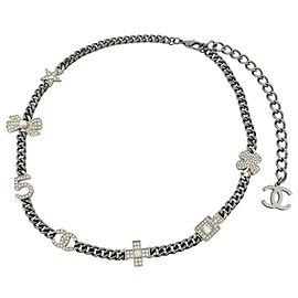 Chanel Strass-Halskette in Silber Silber