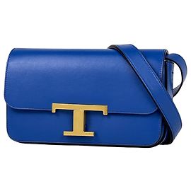 Borsa a tracolla in pelle Tod's T Timeless Blu