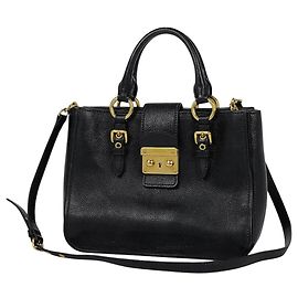 Bolsa de mão Miu Miu em couro preto Preto