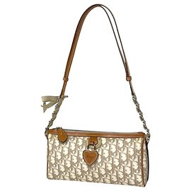 Christian Dior Trotter Pattern Shoulder Bag Brown White