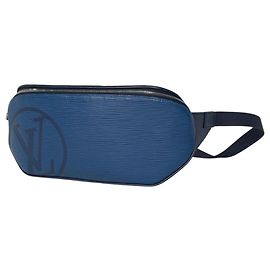 Sac banane Louis Vuitton en cuir Epi Bleu