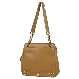 Borsa Tote Chanel in vitello martellato marrone Marrone