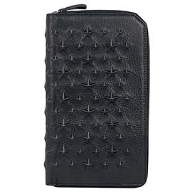 Portefeuille long en cuir noir Jimmy Choo Noir