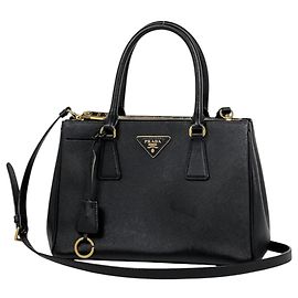 Bolsa 2-Way Prada Galleria em couro Saffiano preto Preto