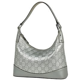 Bolsa de Ombro em Couro Gucci Guccissima Prata