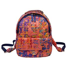 Mochila Chanel Runway em tecido multicolorido Rosa Multicor