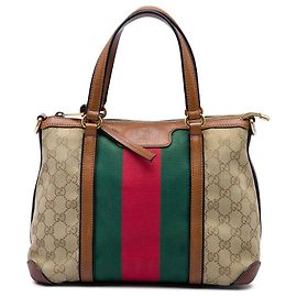 Gucci Rania Handtasche aus beigem GG Canvas mit Web-Detail Beige