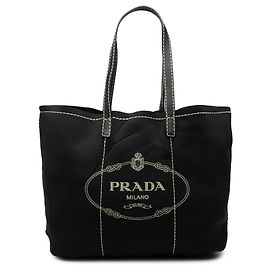 Sac Shopping Prada en Néoprène Noir avec Logo Noir
