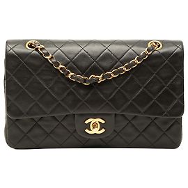 Chanel Black Medium Classic Lambskin Double Flap Black
