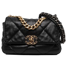 Chanel Black Medium Lambskin 19 Flap Nero