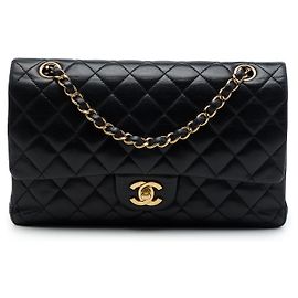 Chanel Black Medium Classic Lambskin Double Flap Schwarz