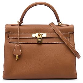 Hermès Brown Togo Kelly II Retourne 32 Marrom Camelo