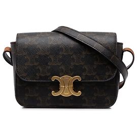 Céline Celine Brown Teen Triomphe Coated Canvas Triomphe Crossbody Marrone