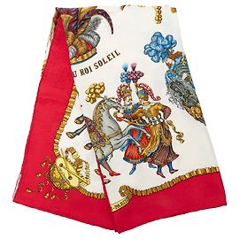 Lenço de seda Hermès White Les Fetes du Roi Soleil 90 Outro