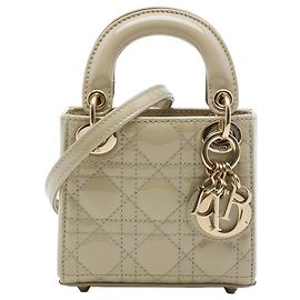 Dior Beige Micro Patent Cannage Lady Dior Bege