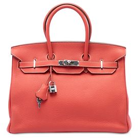 Hermès Orange Limited Edition Bicolor Clemence Birkin Retourne 35 Rosso Arancione