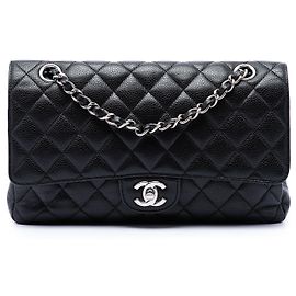 Chanel Black Medium Classic Caviar Double Flap Noir