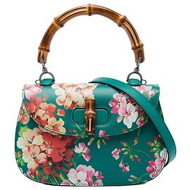 Gucci Blooms Bolsa de Alça de Bambu em Pele de Bezerro Verde Medium Verde