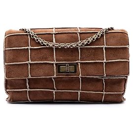 Chanel Brown Identification Suede Patchwork Reissue 2.55 Flap Marrom