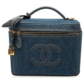 Chanel Blue CC Denim Vanity Bag Blue