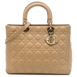 Dior Beige Large Lambskin Cannage Lady Dior Bege