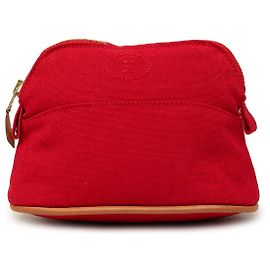 Pochette Hermès Mini Bolide en toile rouge Rouge