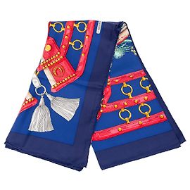 Lenço de seda Hermès Blue Aux Champs 90 Azul Outro