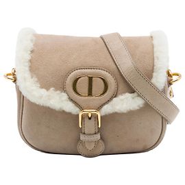 Dior Bobby Crossbody Small in camoscio e shearling Beige Beige