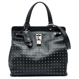 Valentino Rockstud Joylock Satchel aus Kalbsleder in Schwarz Medium Schwarz