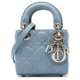 Dior Blue Micro Lambskin Cannage Lady Dior Bleu Bleu clair