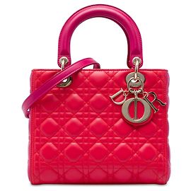 Dior Red Medium Bicolor Lambskin Cannage Lady Dior Pink Rot Andere