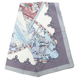 Foulard di seta Hermès Blue La Vie a Cheval 90 Blu Altro