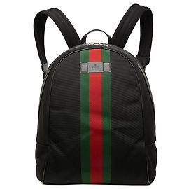 Gucci Rucksack aus schwarzem Techno Canvas mit Web-Streifen Schwarz