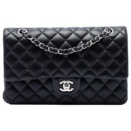 Chanel Black Medium Classic Lambskin Double Flap Black