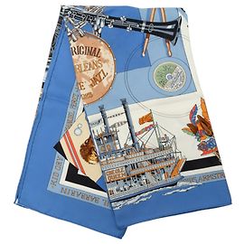 Lenço de seda Hermès Blue New Orleans 90 Azul
