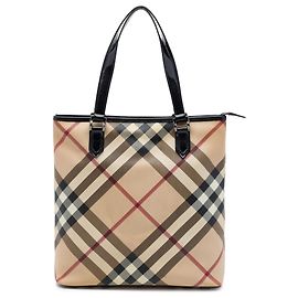 Sac Tote Burberry Beige Supernova Check en toile enduite Beige