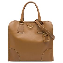 Saco Shopping Prada Brown Saffiano Lux Marrom