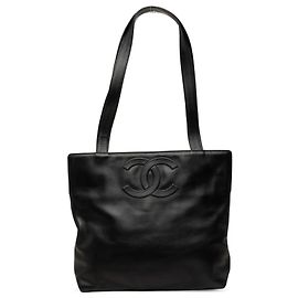 Chanel Black CC Lambskin Shopping Tote Black
