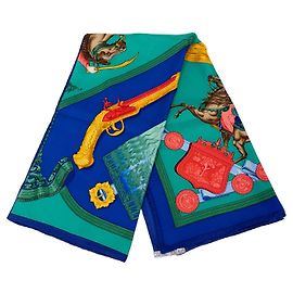 Lenço de seda Hermès Green Hommage a lAmtie Franco Hellenique 90 Outro