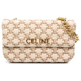 Céline Borsa a tracolla Celine Beige Triomphe Matelasse Canvas Monochrome Chain Beige