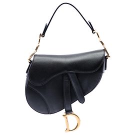Sac Saddle Dior Mini en veau grainé noir Noir