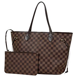 Louis Vuitton Neverfull MM Tote Bag Brown Fuschia