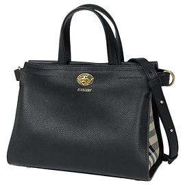 Burberry Mini Check Cotswolds Tote Bag Schwarz