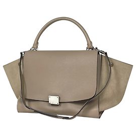 Céline Celine Trapeze 2-Way Lederhandtasche Beige