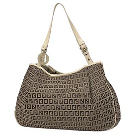 Fendi Zucchino Pattern Tote Bag White Beige